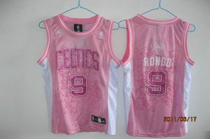women Boston Celtics 9 Rajon Rondo pink jersey