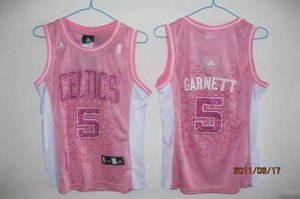 women Boston Celtics 5 Kevin Garnett pink Jersey