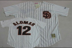 San Diego Padres 12 Roberto Alomar Mitchell and Ness jerseys white strip
