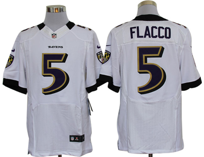 2012 NEW NFL Baltimore Ravens 5 Joe Flacco White Jerseys (Elite)