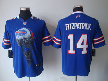 2012 NEW NFL Buffalo Bills 14 Ryan Fitzpatrick Blue Jerseys (Helmet Tri-Blend Limited)