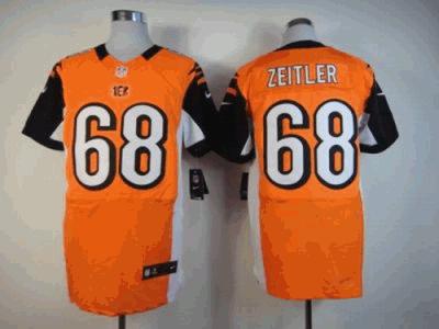 2012 NEW NFL Cincinnati Bengals 68 Zeitler Orange Jerseys (Elite)