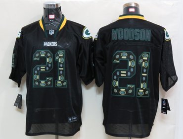 2012 NEW NFL Green Bay Packers 21 Charles Woodson Lights Out Black Elite Jerseys