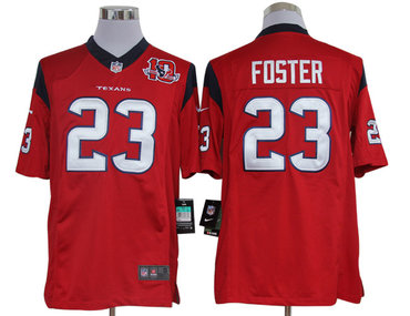 2012 NEW NFL Houston Texans 23 Arian Foster Red Jerseys W 10th Patch (Limited)