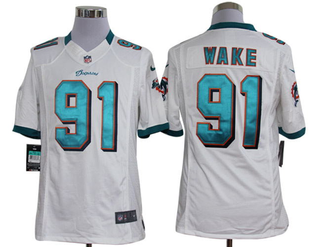 2012 NEW NFL Miami Dolphins 91 Cameron Wake White Jerseys (Limited)
