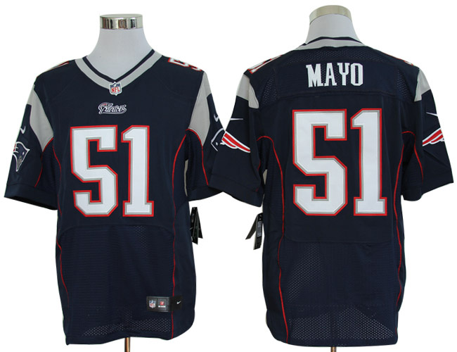 2012 NEW NFL New England Patriots 51 Jerod Mayo Blue Jerseys (Elite)