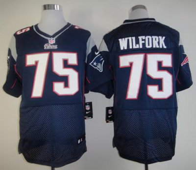 2012 NEW NFL New England Patriots 75 Vince Wilfork Blue Jerseys (Elite)