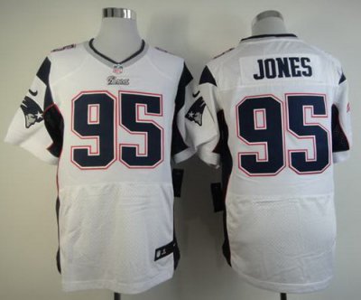 2012 NEW NFL New England Patriots 95 Chandler Jones White Jerseys (Elite)