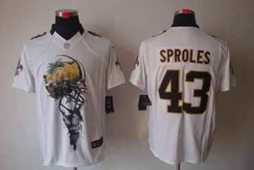 2012 NEW NFL New Orleans Saints 43 Darren Sproles White Jerseys (Helmet Tri-Blend Limited)