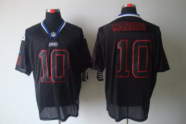2012 NEW NFL New York Giants 10 Eli Manning Lights Out Black Elite Jerseys