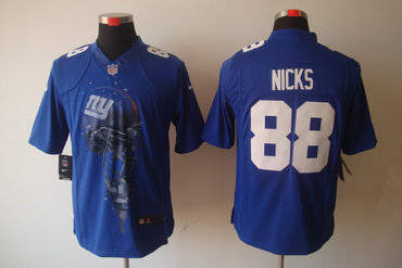 2012 NEW NFL New York Giants 88 Hakeem Nicks Blue Jerseys (Helmet Tri-Blend Limited)