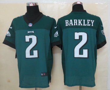 2012 NEW NFL Philadelphia Eagles 2 Matt Barkley Green Jerseys (Elite)