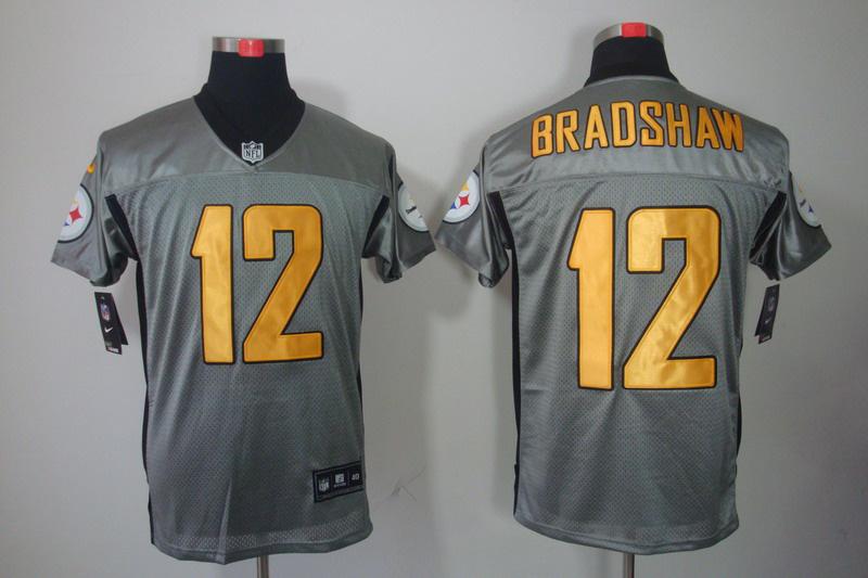 2012 NEW NFL Pittsburgh Steelers 12 Bradshaw Grey Shadow Jerseys
