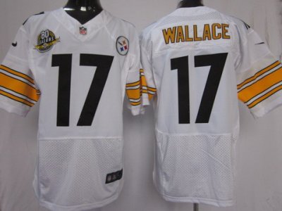 2012 NEW NFL Pittsburgh Steelers 17 Mike Wallace White Jerseys W 80 Anniversary Patch(Elite)