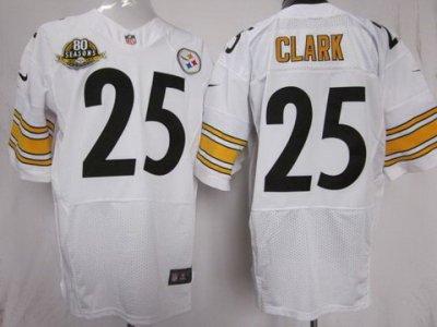2012 NEW NFL Pittsburgh Steelers 25 Ryan Clark White Jerseys W 80 Anniversary Patch(Elite)