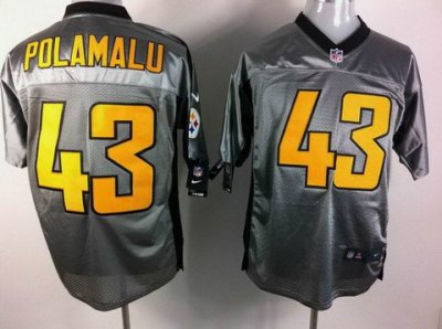 2012 NEW NFL Pittsburgh Steelers 43 Troy Polamalu Grey Shadow Jerseys