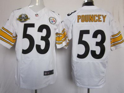2012 NEW NFL Pittsburgh Steelers 53 Maurkice Pouncey White Jerseys W 80 Anniversary Patch(Elite)
