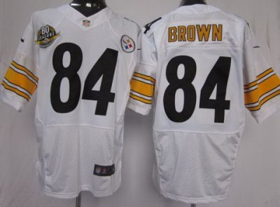 2012 NEW NFL Pittsburgh Steelers 84 Antonio Brown White Jerseys W 80 Anniversary Patch(Elite)