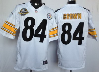 2012 NEW NFL Pittsburgh Steelers 84 Antonio Brown White Jerseys W 80th Patch(Limited)
