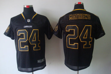 2012 NEW NFL San Diego Chargers 24 Ryan Mathews Lights Out Black Elite Jerseys
