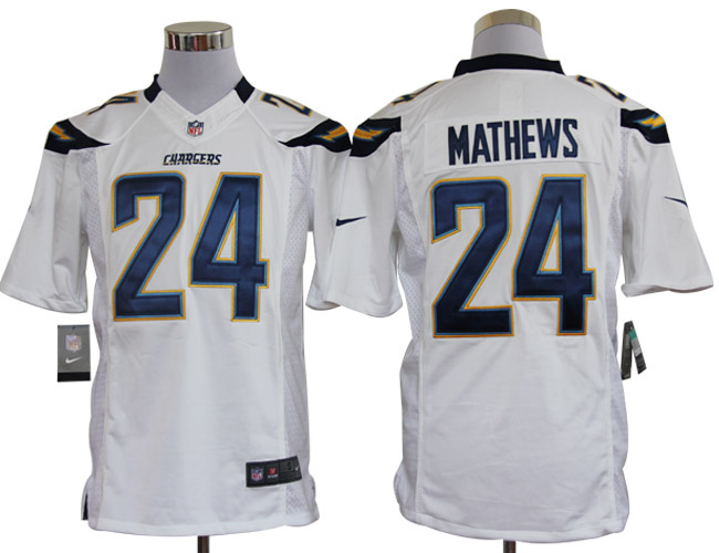 2012 NEW NFL San Diego Chargers 24 Ryan Mathews White Jerseys (Limited)