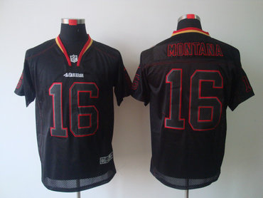 2012 NEW NFL San Francisco 49ers 16 Joe Montana Lights Out Black Elite Jerseys