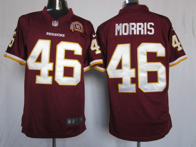 2012 NEW NFL Washington Redskins 46 Alfred Morris Red W 80TH Patch Jerseys(Game) 2012 NEW NFL Washington Redskins 46 Alfred Morris Red W 80TH Patch Jerseys(Game)