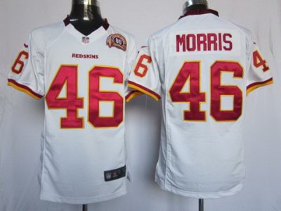 2012 NEW NFL Washington Redskins 46 Alfred Morris White W 80TH Patch Jerseys(Game)