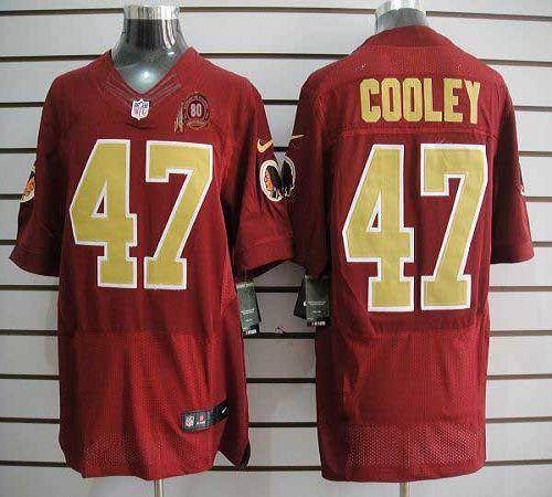 2012 NEW NFL Washington Redskins 47 Chris Cooley Red Jerseys W 80TH Patch M&N (Elite)
