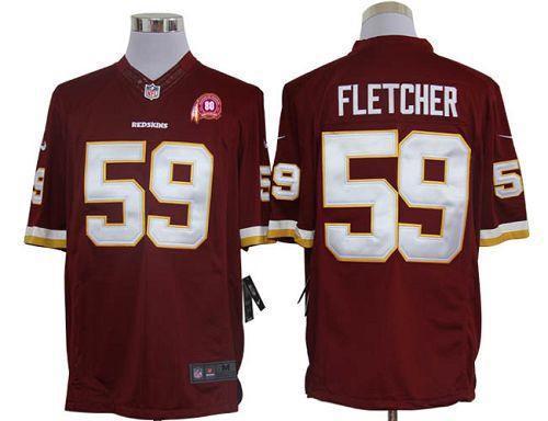 2012 NEW NFL Washington Redskins 59 London Fletcher Red Jerseys W 80TH Patch(Limited) 2012 NEW NFL Washington Redskins 59 London Fletcher Red Jerseys W 80TH Patch(Limited)