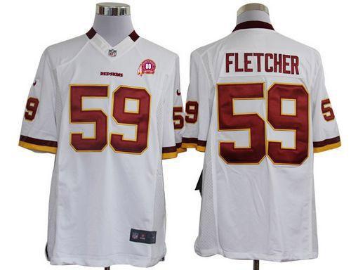 2012 NEW NFL Washington Redskins 59 London Fletcher White Jerseys W 80TH Patch(Limited) 2012 NEW NFL Washington Redskins 59 London Fletcher White Jerseys W 80TH Patch(Limited)