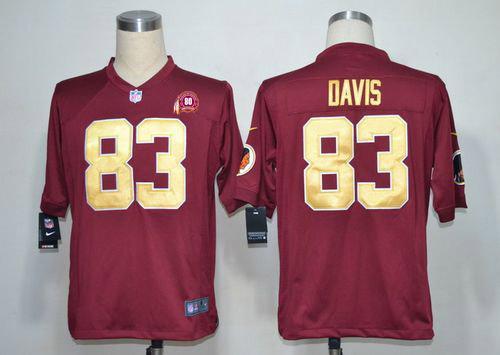 2012 NEW NFL Washington Redskins 83 Fred Davis Red Jerseys W 80TH Patch Gold Numbers(Game) 2012 NEW NFL Washington Redskins 83 Fred Davis Red Jerseys W 80TH Patch Gold Numbers(Game)