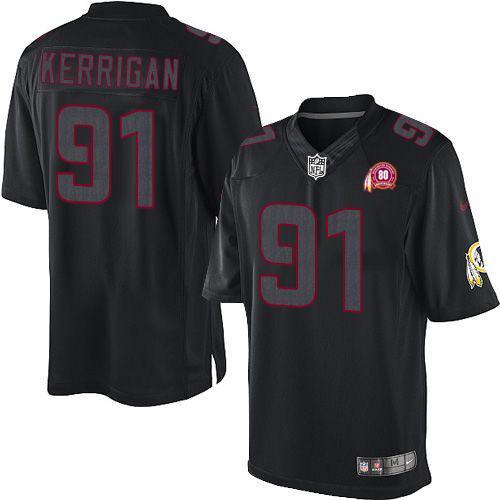 2012 NEW NFL Washington Redskins 91 Ryan Kerrigan Black Jerseys W 80TH Patch(Impact Limited) 2012 NEW NFL Washington Redskins 91 Ryan Kerrigan Black Jerseys W 80TH Patch(Impact Limited)