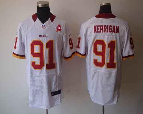 2012 NEW NFL Washington Redskins 91 Ryan Kerrigan White Jerseys W 80TH Patch (Elite)