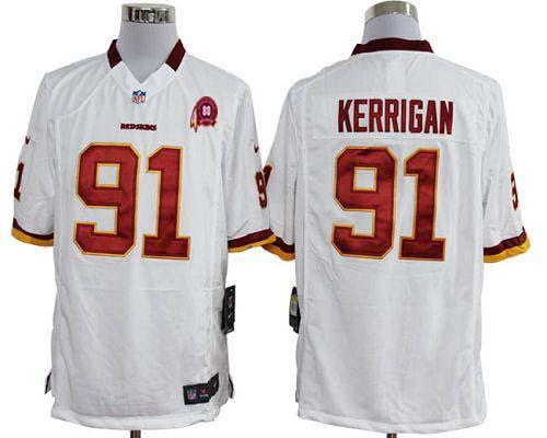 2012 NEW NFL Washington Redskins 91 Ryan Kerrigan White Jerseys W 80TH Patch (Game) 2012 NEW NFL Washington Redskins 91 Ryan Kerrigan White Jerseys W 80TH Patch (Game)