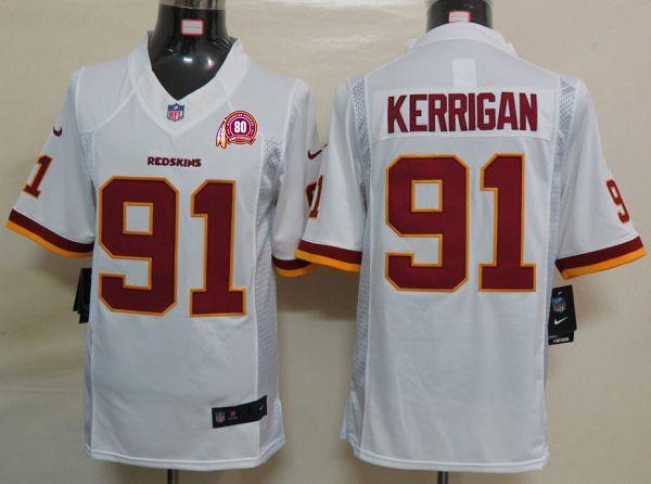 2012 NEW NFL Washington Redskins 91 Ryan Kerrigan White Jerseys W 80TH Patch(Limited) 2012 NEW NFL Washington Redskins 91 Ryan Kerrigan White Jerseys W 80TH Patch(Limited)