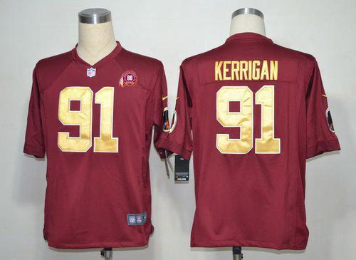 2012 NEW NFL Washington Redskins 91 Ryan Kerrigan White Jerseys W 80TH Patch Gold Number (Game) 2012 NEW NFL Washington Redskins 91 Ryan Kerrigan White Jerseys W 80TH Patch Gold Number (Game)