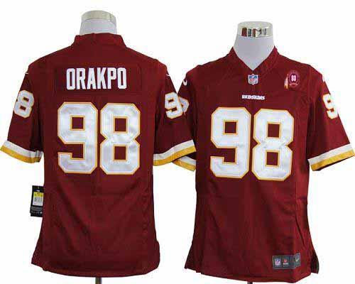 2012 NEW NFL Washington Redskins 98 Brian Orakpo Red Jerseys W 80TH Patch (Game) 2012 NEW NFL Washington Redskins 98 Brian Orakpo Red Jerseys W 80TH Patch (Game)