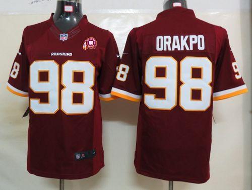 2012 NEW NFL Washington Redskins 98 Brian Orakpo Red Jerseys W 80TH Patch(Limited) 2012 NEW NFL Washington Redskins 98 Brian Orakpo Red Jerseys W 80TH Patch(Limited)