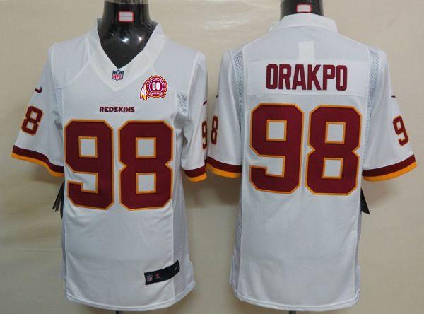 2012 NEW NFL Washington Redskins 98 Brian Orakpo White Jerseys W 80TH Patch(Limited) 2012 NEW NFL Washington Redskins 98 Brian Orakpo White Jerseys W 80TH Patch(Limited)