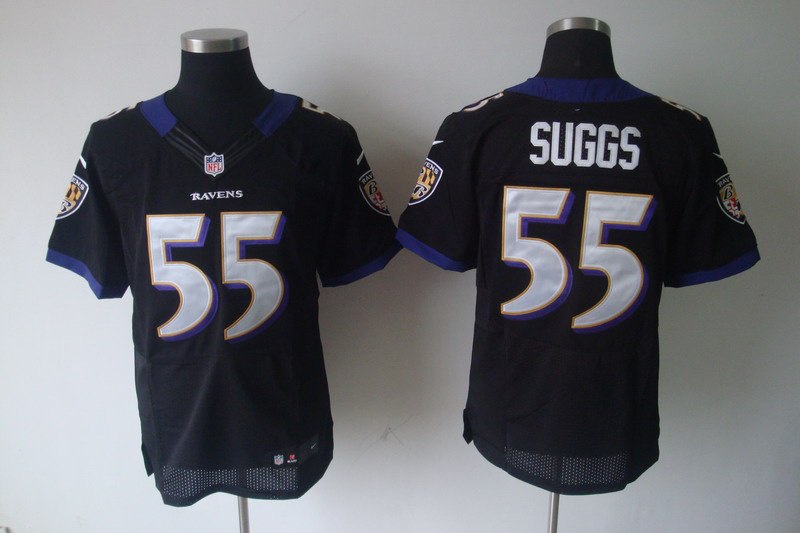 2012 NEW NFL Baltimore Ravens 55 Terrell Suggs Black Jerseys (Elite)