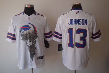 2012 NEW NFL Buffalo Bills 13 Steve Johnson White Jerseys (Helmet Tri-Blend Limited)