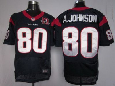 2012 NEW NFL Houston Texans 80 Andre Johnson Blue Jerseys W 10th Patch (Elite)