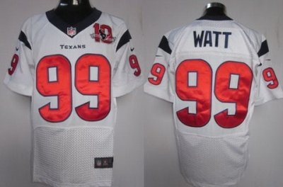 2012 NEW NFL Houston Texans 99 Watt White Jerseys W 10th Patch (Elite)