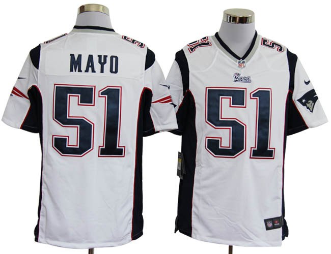2012 NEW NFL New England Patriots 51 Jerod Mayo White Jerseys (Game)