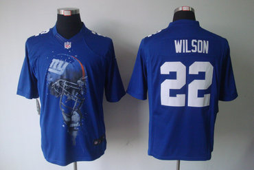 2012 NEW NFL New York Giants 22 Wilson Blue Jerseys (Helmet Tri-Blend Limited)