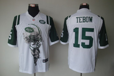 2012 NEW NFL New York Jets 15 Tim Tebow White Jerseys (Helmet Tri-Blend Limited)