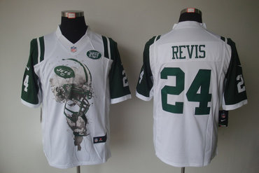 2012 NEW NFL New York Jets 24 Darrelle Revis White Jerseys (Helmet Tri-Blend Limited)