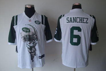 2012 NEW NFL New York Jets 6 Mark Sanchez White Jerseys (Helmet Tri-Blend Limited)