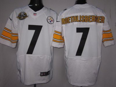 2012 NEW NFL Pittsburgh Steelers 7 Ben Roethlisberger White Jerseys W 80 Anniversary Patch(Elite)